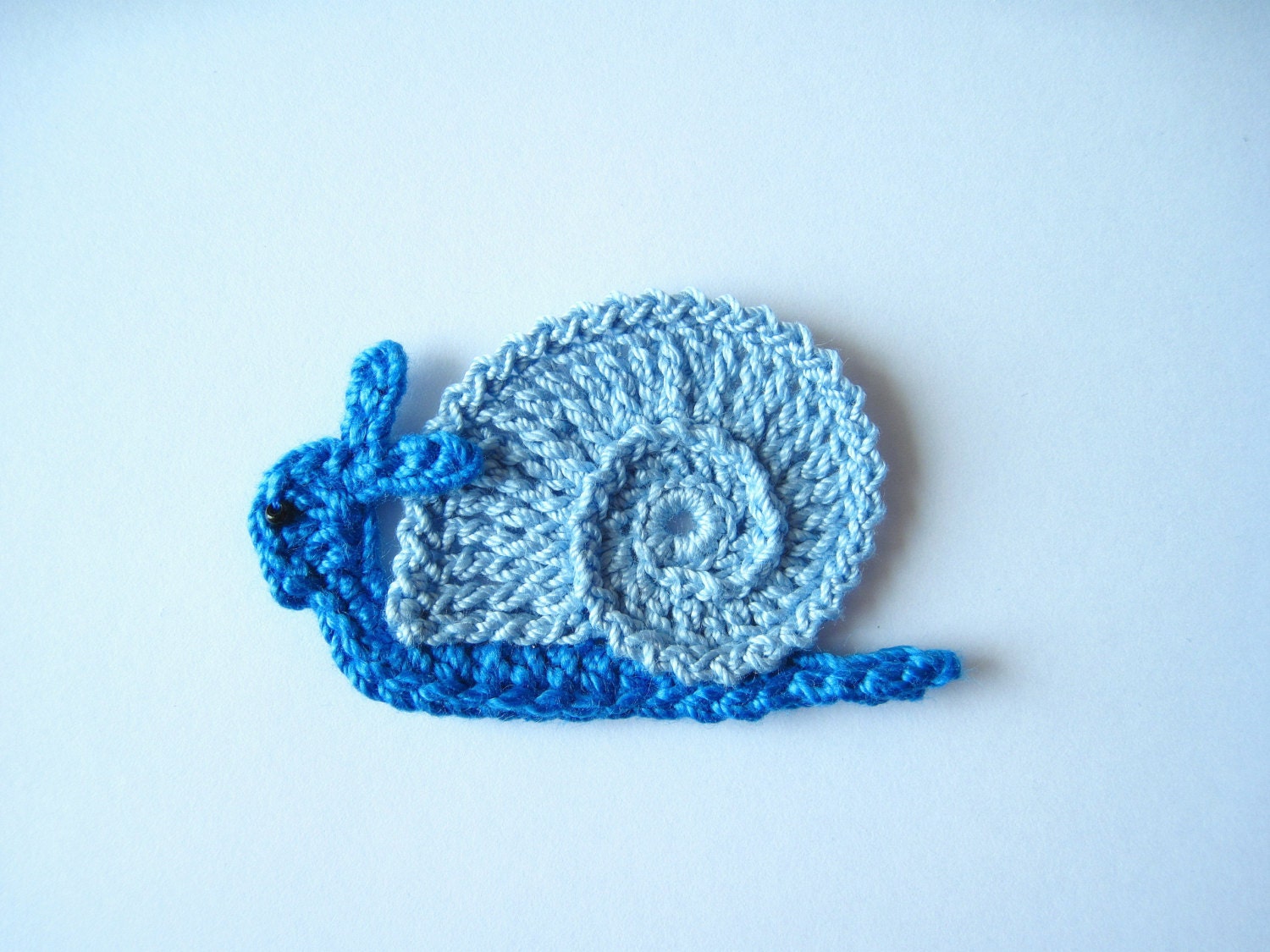 Crochet Snail Applique Blue
