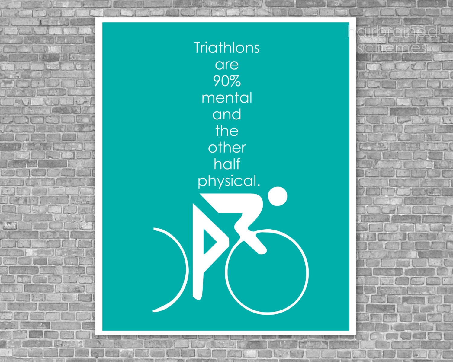 Triathlon Art Typoraphy Poster Print - Mental Game - Exercise Athlete Digital Art Black
