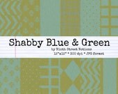 Shabby Blue & Green Digital Paper Pack for digital scrapbooking, cardmaking, invites