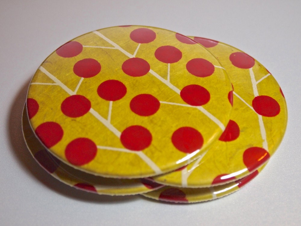 Set of 5 Yellow and Red Dot Pocket Mirror Party Favors or Bridesmaid Gifts Il_170x135