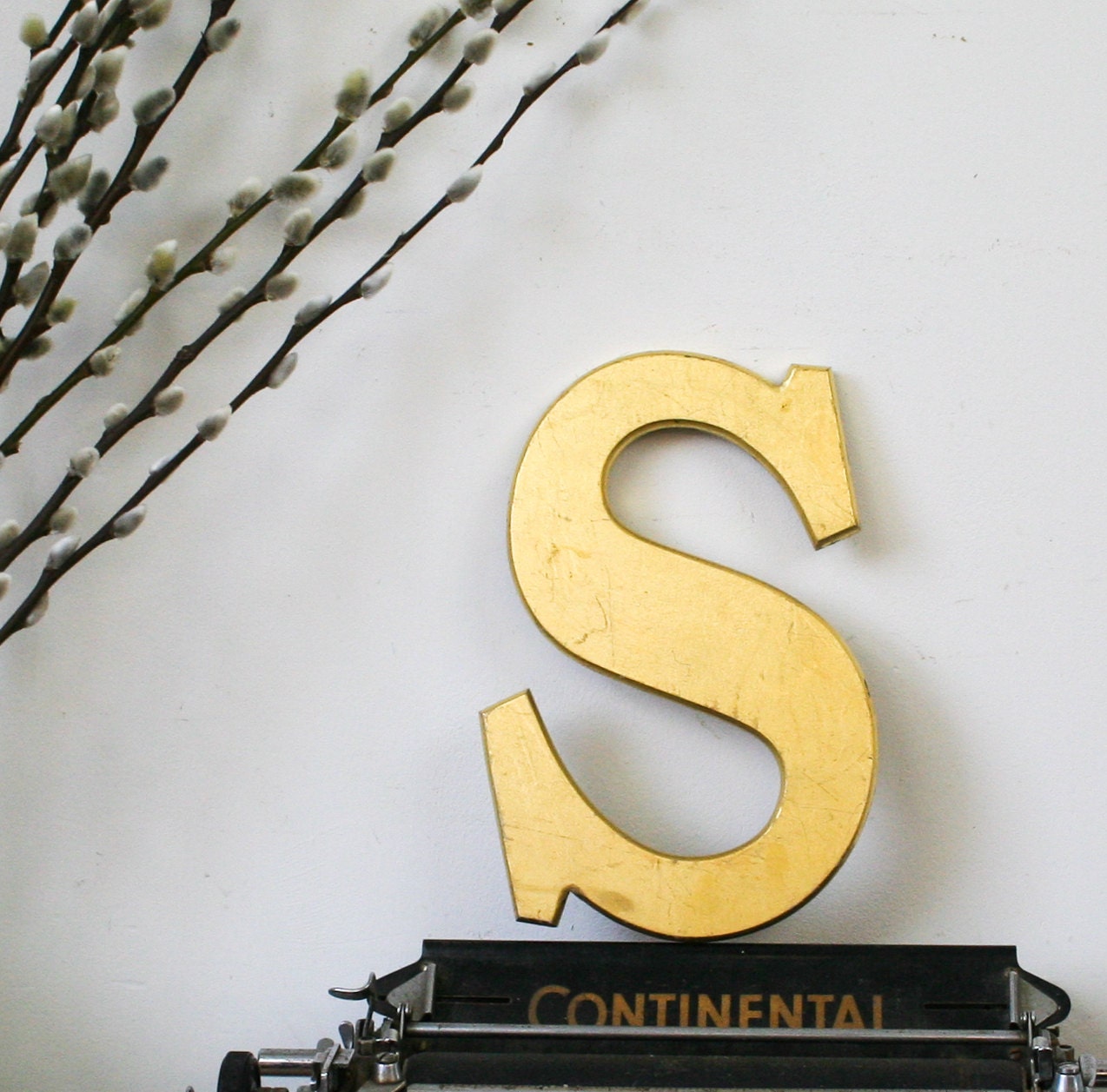 Vintage Shop letter S, 24 carat gold leaf, antique signage - BonnieandBell