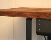 industrial standing desk, console table, buffet with drawer - spring river high table - from reclaimed old growth wood and recycled steel