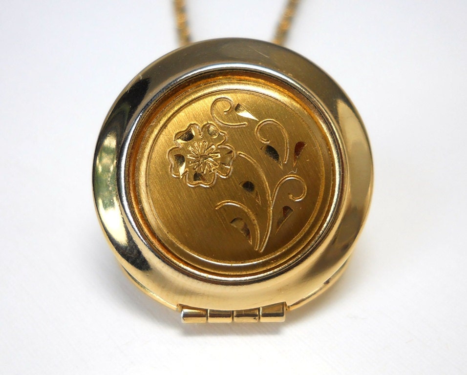 Vintage Double Strand Floral Locket Necklace