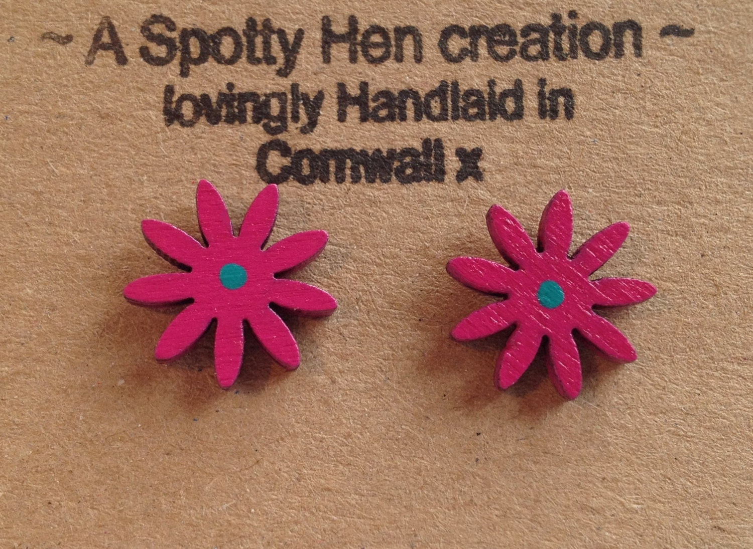 Vibrant Pink & Turquoise Flower Post Earrings, These Studs Are Pink, Girly, Boho and So Much Fun, Perfect Summer Accessories, Unique Gift