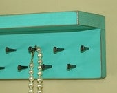 Jewelry Storage Holder Shelf Necklace Organizer Vintage Green Turquoise Wall Shelf  Jewelry Organizer