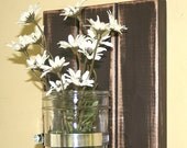 Jewelry Organizer Storage 3 Wood Plank Mason Jar Wall Vase Necklace Holder  Key Rack Dog Leash Rack