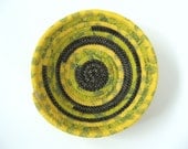 Basket Fabric Coiled Handmade Cotton Citron Green Charcoal Mustard Yellow Tones