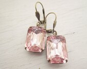 Pink Earrings Dangle Earrings Blush Pink Earrings Pale Pink Drop Earrings Bridal Wedding Jewelry Estate Style Earrings - Mothers Day