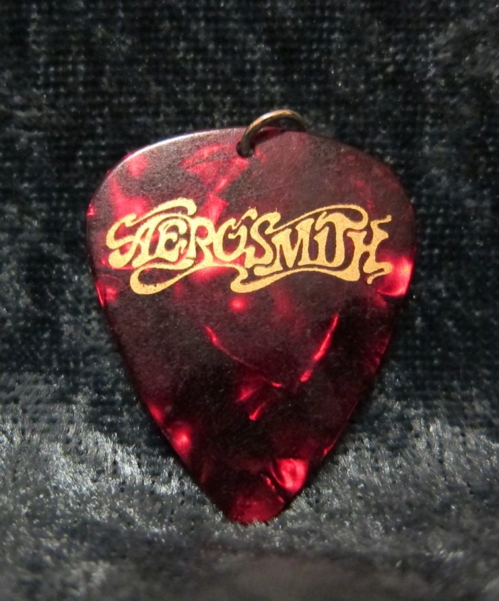 Guitar Pick Pendant - Aerosmith - guitar pick jewelry- necklace - keychain - boomark