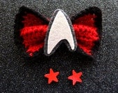 Star Trek Bow and Earring Set: Engineering Red