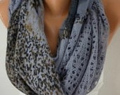Gray Infinity Scarf Shawl Circle Scarf Loop Scarf  Fabric Knitted Lace Scarf Gift -fatwoman