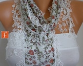 Floral Scarf - Shawl Scarf -  Cowl Scarf   - fatwoman