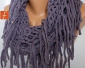 Lavender Infinity Scarf Loop Scarf Circle Scarf Fabric Knitted Lace Scarf - Tube Scarf - Lilac -fatwoman