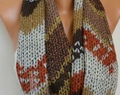 BIG SALE Infinity Scarf Shawl Circle Scarf  Loop  Scarf Gift -fatwoman -Knit Print