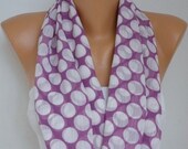 BIG SALE Polka dots - Infinity Scarf Shawl Circle Scarf Loop Scarf  Gift - Lilac fatwoman