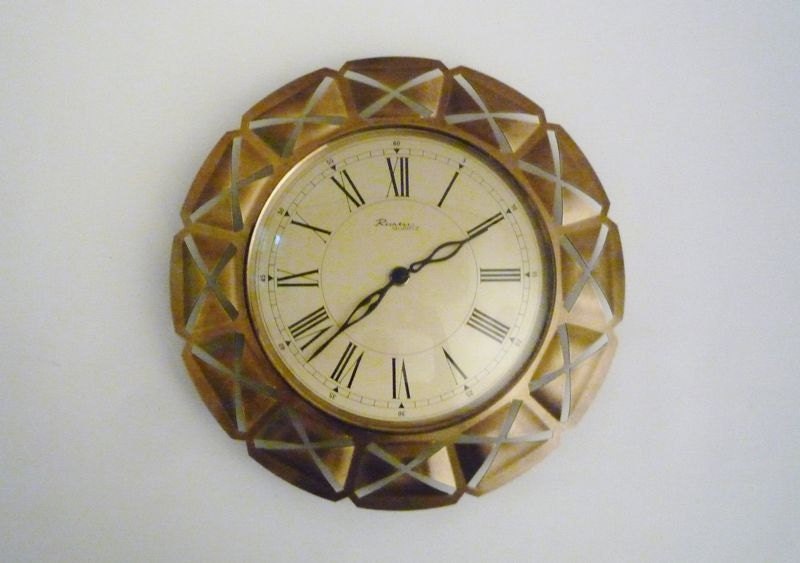 Vintage German Wall Clock from Richter Made of Brass