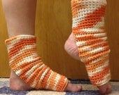 Yoga Socks in Orange Creamsicle Cotton US Grown -- for Yoga, Pilates, Dance, Pedicures