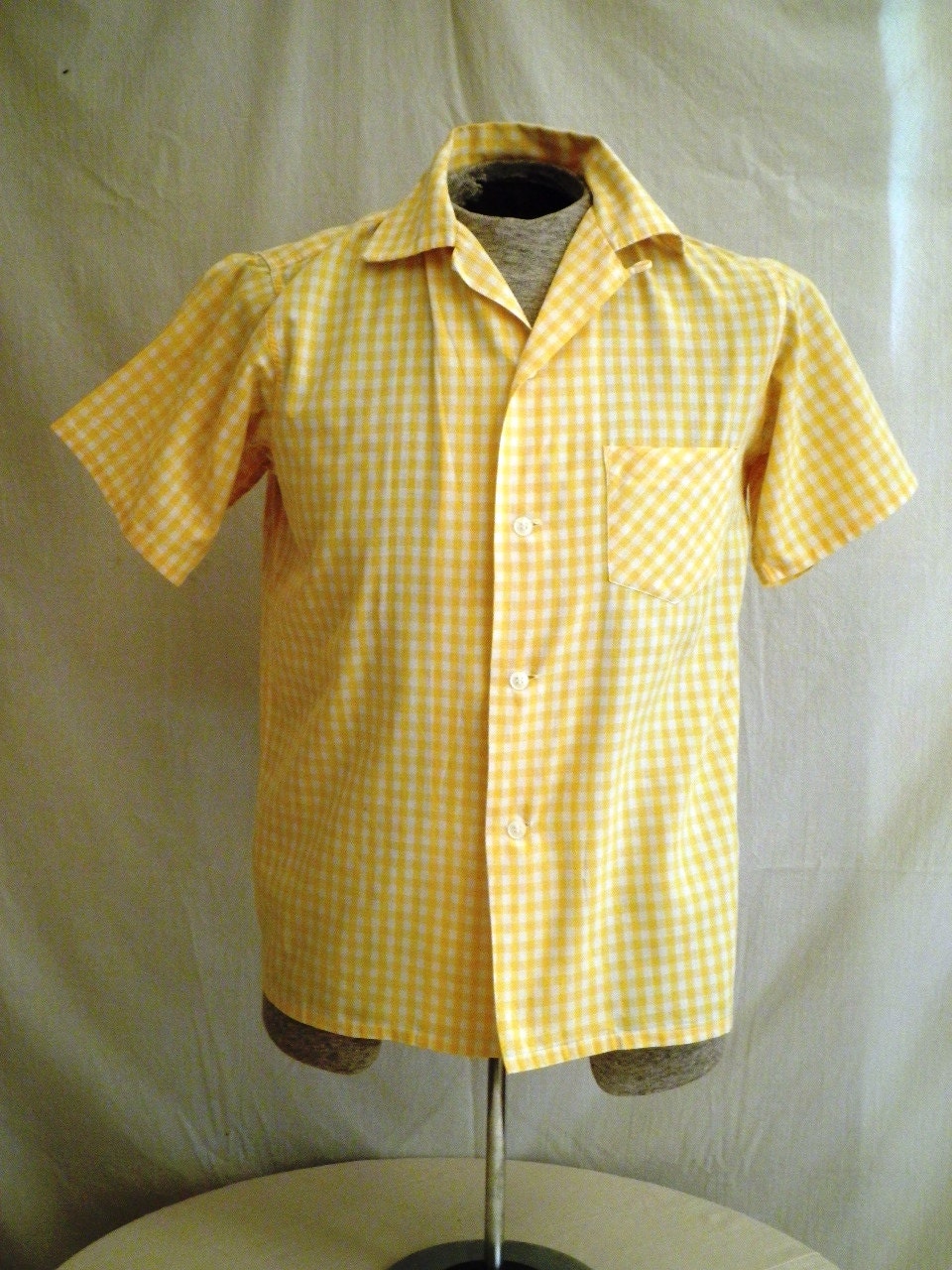 1950s Vintage Cotton Checked Summer Shirt 42 chest