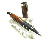 Hand Turned Pen - Guardian Rollerball - Figured Bubinga Wood - Chrome Hardware - Schmidt Refills - Black Velvet Pouch Included