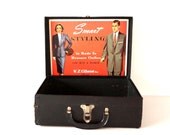 Vintage W.Z. Gibson Inc. Black Faux Leather Salesman Case with Original Illustration (c.1940s) - Collectible, Home Decor, Unique Storage Box