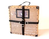 Vintage Film Reel Shipping Box with Canvas Straps, Large 16" x 4-1/2" (c.1960s) N27 - Industrial Home Decor, Unique Storage Box