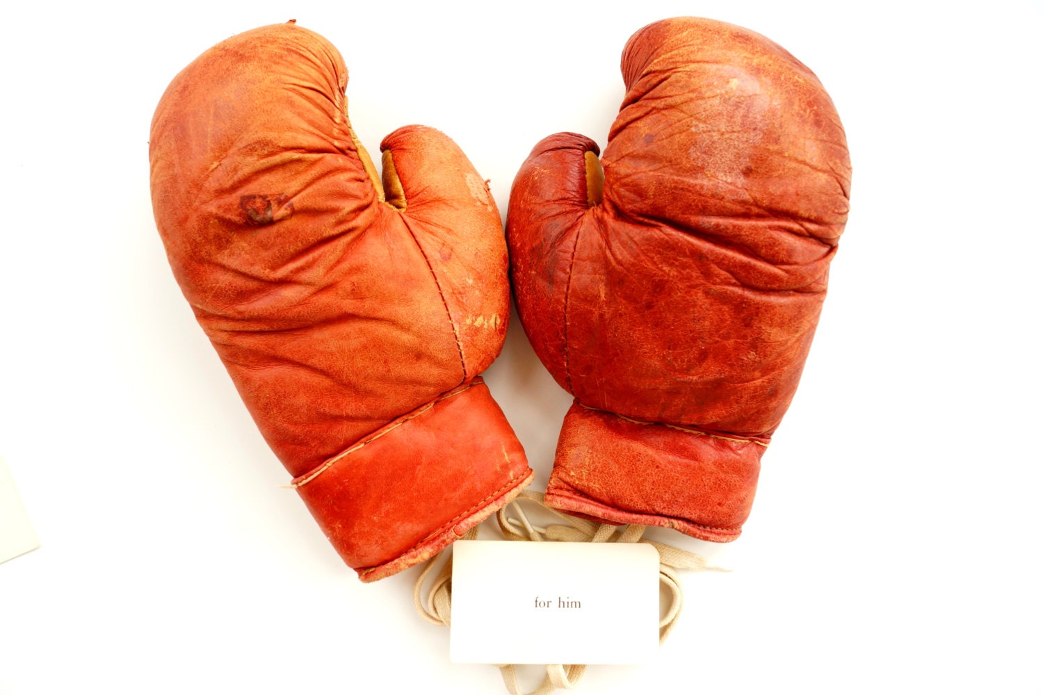 Vintage / Antique Leather Boxing Gloves, Youth Size (circa.1920s/1930s) - Collectible, Home Decor, Man Cave