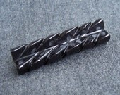 Vintage Bakelite Brooch Black Carved Pin