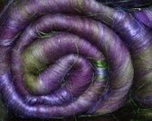 Batt Merino Bamboo Sari Silk Angelina Repeatable Colorway 1.43 oz 41g Ready to Ship International - Dark Elf