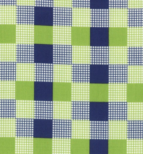 Happy Go Lucky by Bonnie and Camille for Moda - Check in Navy and Lime - 1/2 Yard