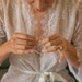 The Odette french lace & silk lined bridal kimono getting ready robe