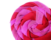 Red and Purple Clip, Rolled Flower Hair Pin, Red Rolled Flower Clip, Purple Rolled Flower Hair Pin