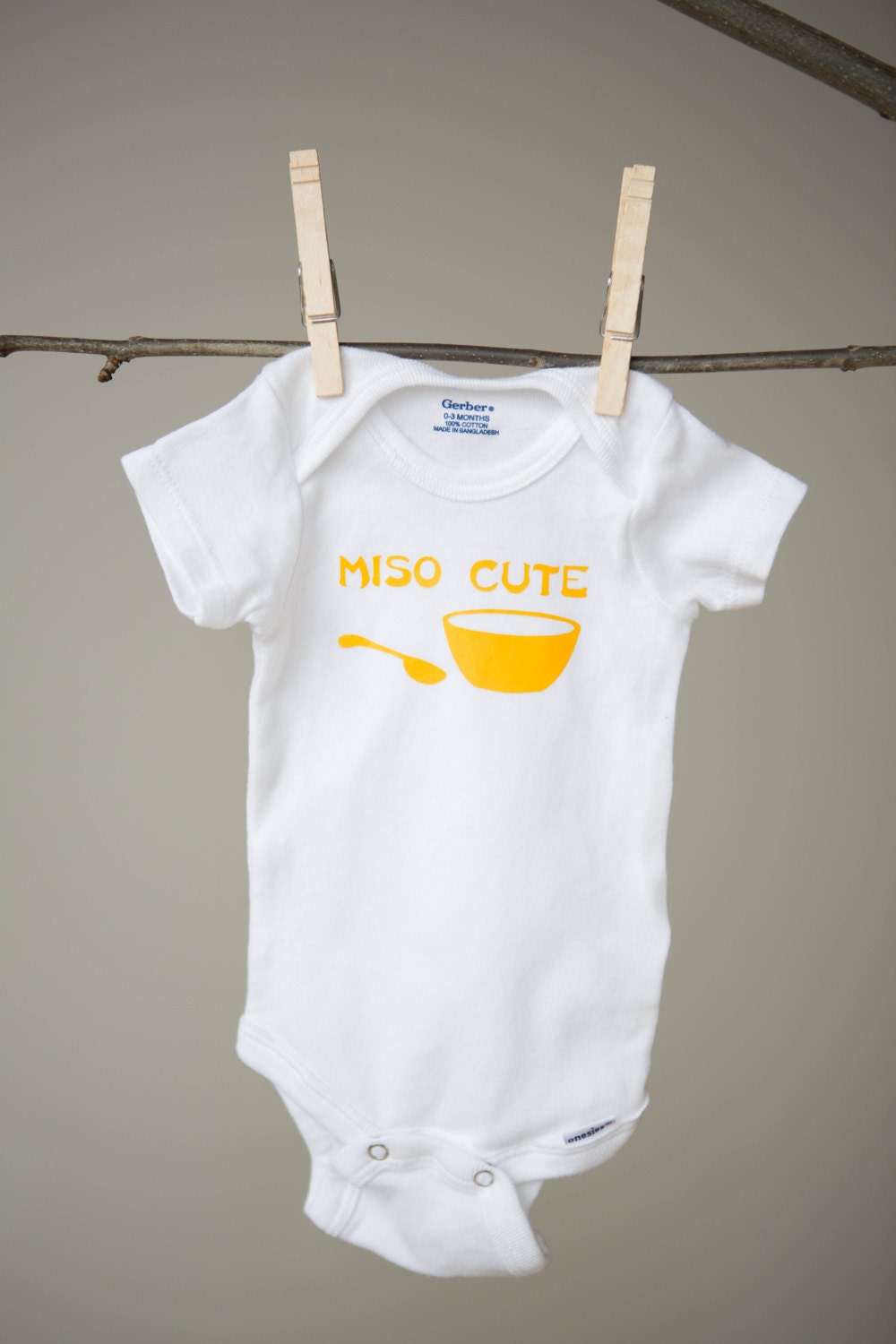 Short Sleeve, "Miso Cute" Bodysuit, 0-3 Months, 3-6 Months, 6-9 Months, 12 Months, 18 Months, 24 Months