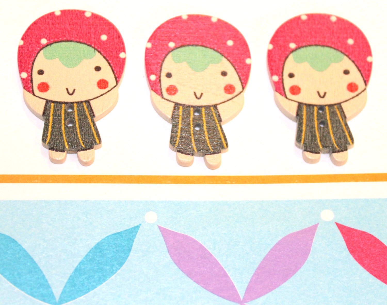 Buttons, Wooden Buttons, Girlie Girl, Craft Buttons
