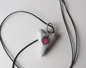White Heart  Pendant - St. Valentine's Day Gift - Clay Heart Pendant - My Mended Heart - OOAK