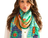 MINT Floral & Polka Dot Lightweight Summer Scarf Shawl Wrap Cover Up Sarong Womens handmade fashion Accessories Large Wrap