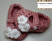 Baby Girl Mary Janes Shoes with Flowers-Baby Girl Shoes-Baby Girl Booties- Baby Girl Loafers--Photography Prop