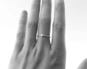 Sterling Silver Hammered Ring with Dainty Sterling Silver ARROW - stackable ring - modern minimalist jewelry