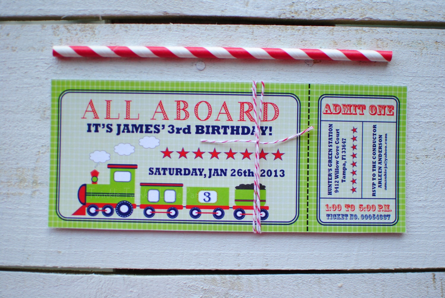 Choo Choo Train Ticket Birthday Party Invitation Il_170x135