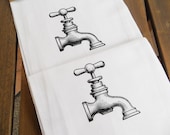 TeaTowels - Set of Two - Screen Printed Kitchen Towel - Faucets Dish Towels
