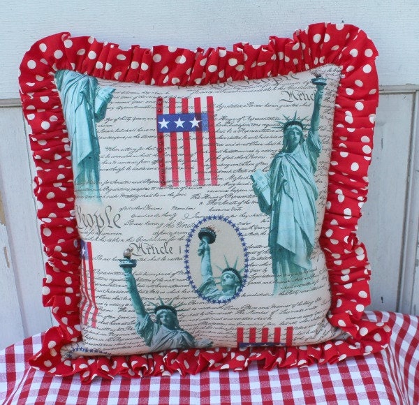 Ruffled Patriotic Pillow