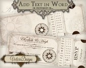 Printable Steampunk Wedding Invitation 7.5 x 2.5 inch editable compass images digital collage sheet VD0412