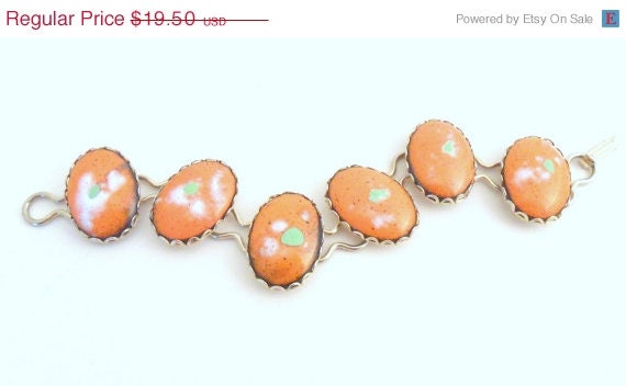 Enameled Copper Bracelet - Orange, Modernist