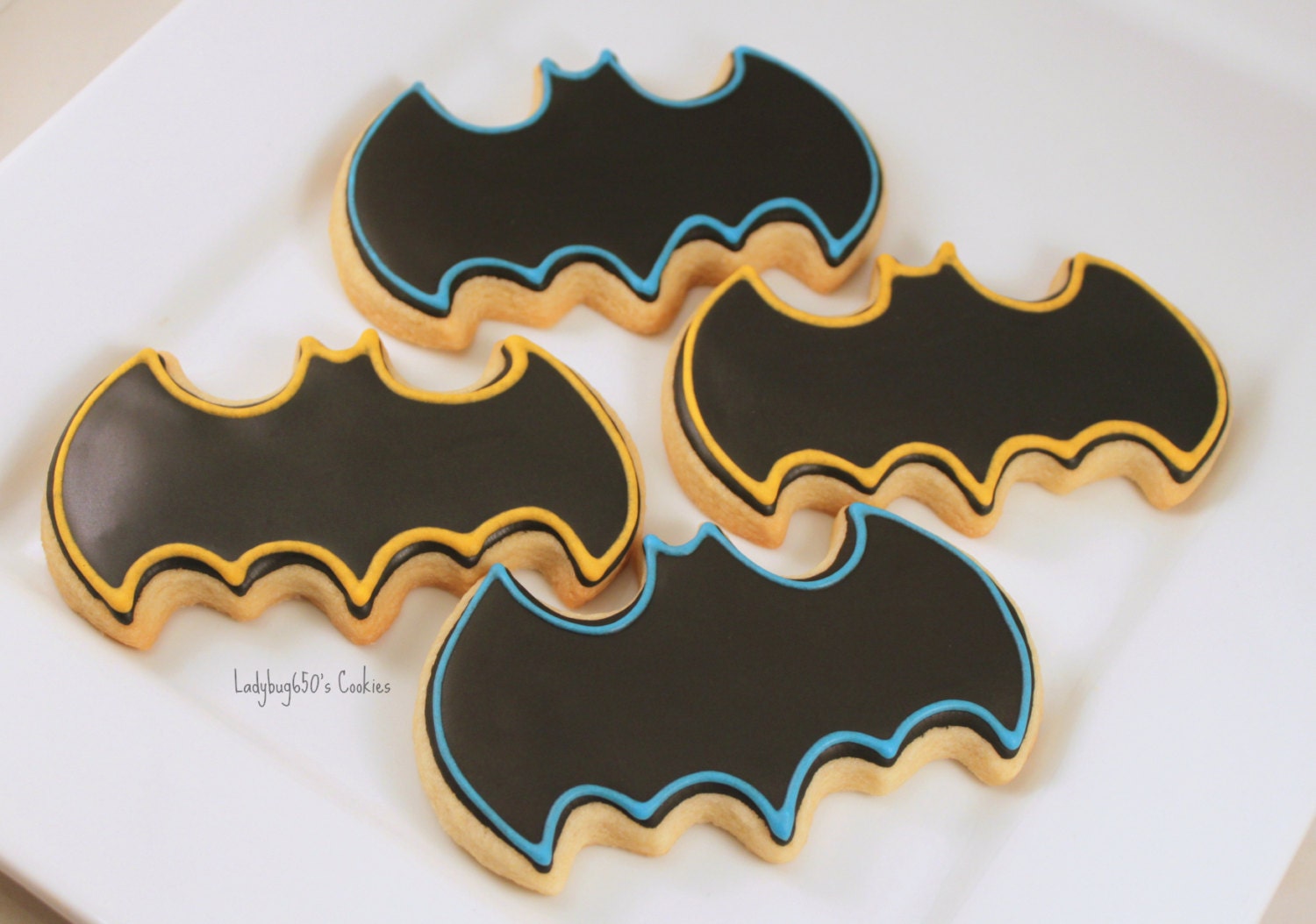 12 Batman cookies, handmade & iced