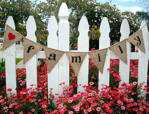 Family Banner REVERSIBLE Burlap Banner or Sign - Burlap Pennant Bunting photo prop