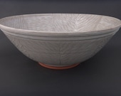 Large Imperial White Hand Carved Ceramic Serving Bowl