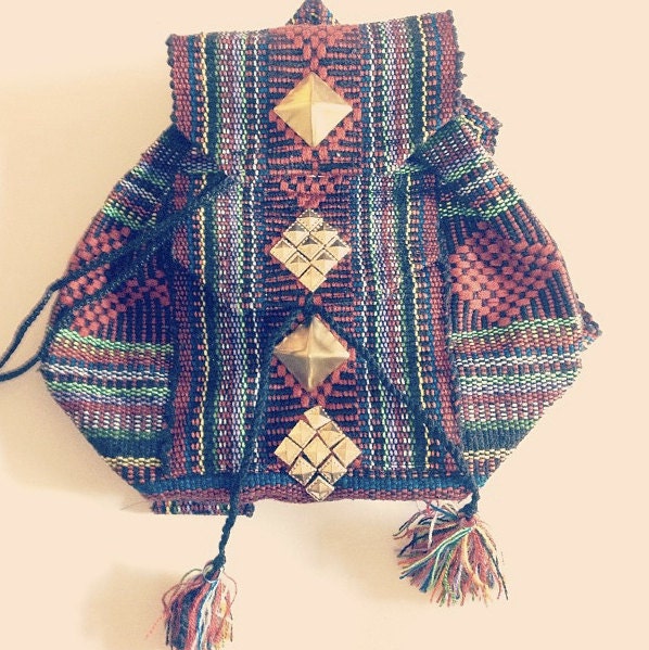 Red Remix Studded Mini Coachella Backpack