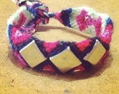 Flat Silver White Pink Black  Blue Pinata Party Studded Friendship Bracelet