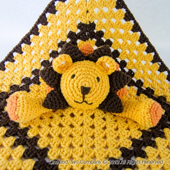 Instant Download - New  PDF Crochet Pattern - Lion Security Blanket  - Text instructions and SYMBOL Chart instructions