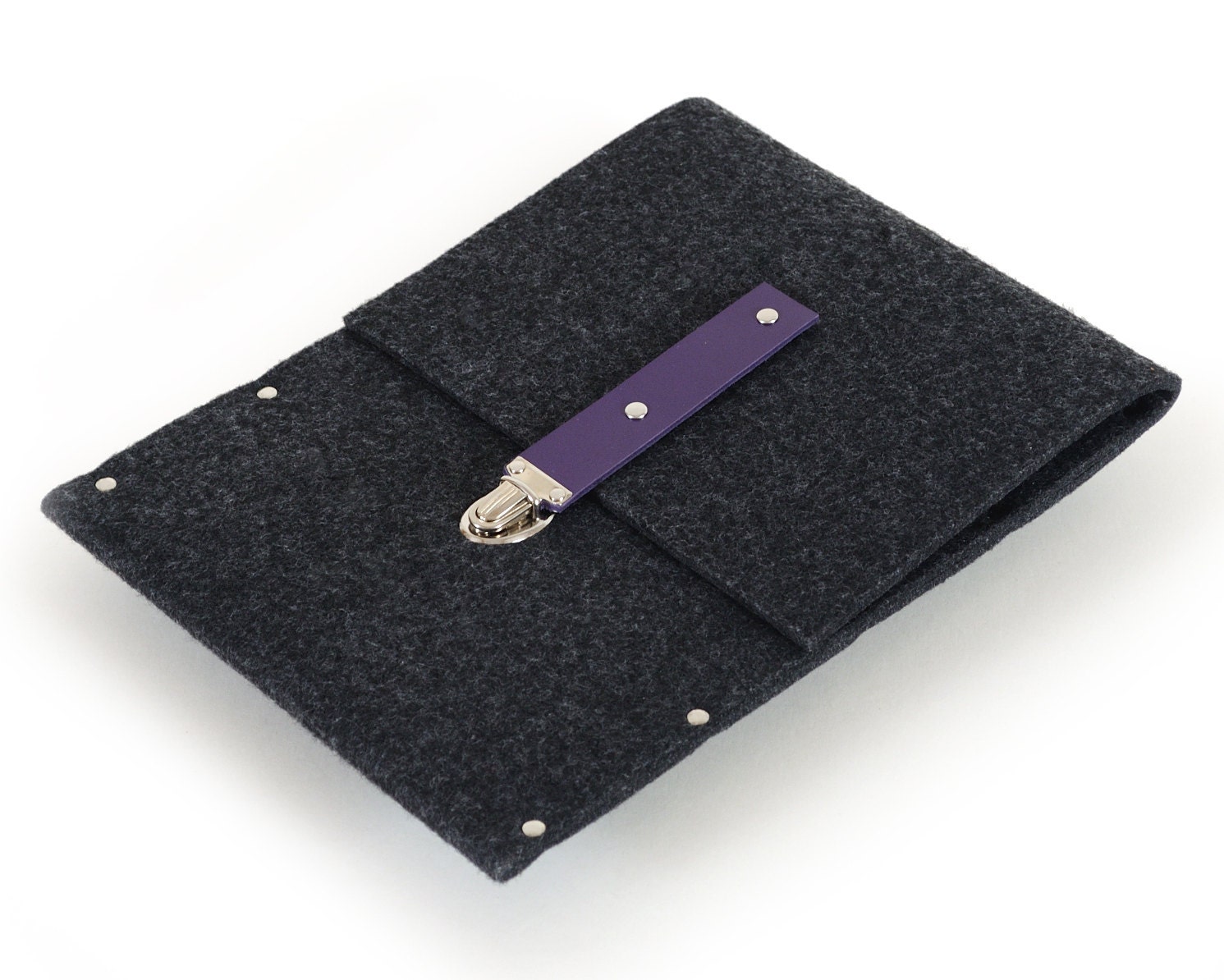 Microsoft Surface Sleeve Case Cover black synthetic felt and genuine violet leather handmade by SleeWay Studio