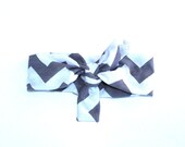 NEW 2013 WRAP COLLECTION - Grey & White Chevron print head wrap/scarf / headband / adult / spring / summer / nautical